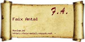 Faix Antal névjegykártya